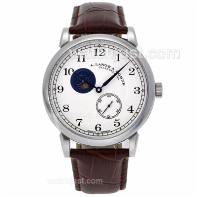 A.Lange & Sohne Lange Moonphase Automatic with White Dial-Leather Strap