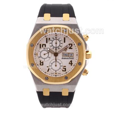 Audemars Piguet Royal Oak 30th Anniversary Swiss Valjoux 7750 Movement Two Tone with White Dial