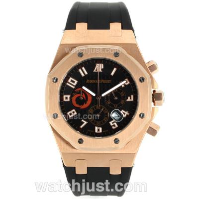 Audemars Piguet Royal Oak 30th Anniversary Working Chronograph Rose Gold Casing with Black Dial-Rubber Strap