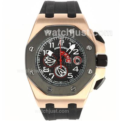 Audemars Piguet Royal Oak Alinghiteam Working Chronograph Rose Gold Case with Black Dial-Rubber Strap