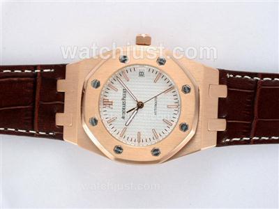 Audemars Piguet Royal Oak Automatic Rose Gold Case with White Dial