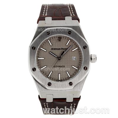 Audemars Piguet Royal Oak Automatic with Gray Dial-Leather Strap