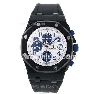 Audemars Piguet Royal Oak Chronograph Swiss Valjoux 7750 Movement PVD Case Blue Number Markers with White Checkered Dial