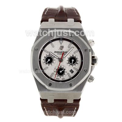 Audemars Piguet Royal Oak Chronograph Swiss Valjoux 7750 Movement with White Checkered Dial-Leather Strap