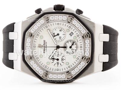 Audemars Piguet Royal Oak Lady Alinghi Working Chronograph White Dial with Diamond Bezel