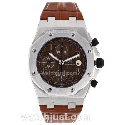 Audemars Piguet Royal Oak Offshore Chrono Swiss Valjoux 7750 Movement with Brown Checkered Dial-Brown Leather Strap