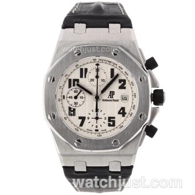 Audemars Piguet Royal Oak Offshore Chrono Swiss Valjoux 7750 Movement with White Checkered Dial-Black Leather Strap