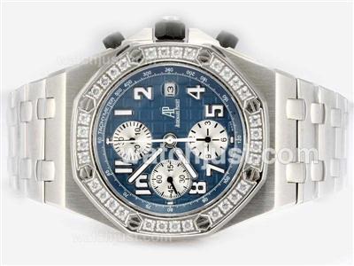 Audemars Piguet Royal Oak Offshore Swiss Valjoux 7750 Movement Diamond Bezel with Blue Dial