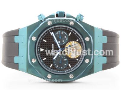 Audemars Piguet Royal Oak Tourbillon Automatic Blue PVD Case with Rubber Strap