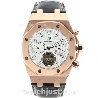 Audemars Piguet Royal Oak Tourbillon Automatic Rose Gold Case with White Dial