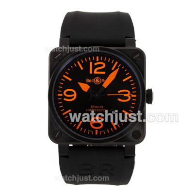 Bell & Ross BR 03-92 Swiss ETA 2892 Movement PVD Case Orange Markers with Rubber Strap-42x42mm