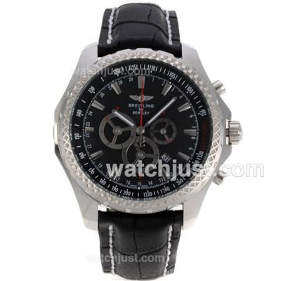 Breitling for Bentley Automatic with Black Dial-Leather Strap