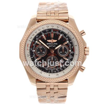 Breitling for Bentley Chronograph Swiss Valjoux 7750 Movement Full Rose Gold with Black Dial