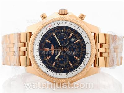 Breitling For Bentley Motors Working Chronograph Rose Gold Case Blue Dial