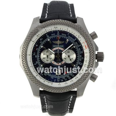 Breitling for Bentley Working Chronograph Titanium Case with Black Dial-Leather Strap