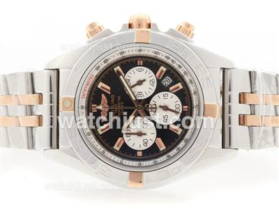 Breitling Chronomat B01 Working Chronograph Two Tone Black Dial with Stick Marking- 2009 New Model