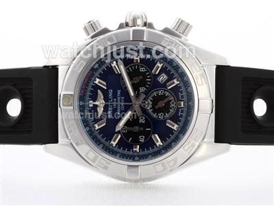 Breitling Chronomat B01 Working Chronograph with Blue Dial-Stick Marking-Rubber Strap