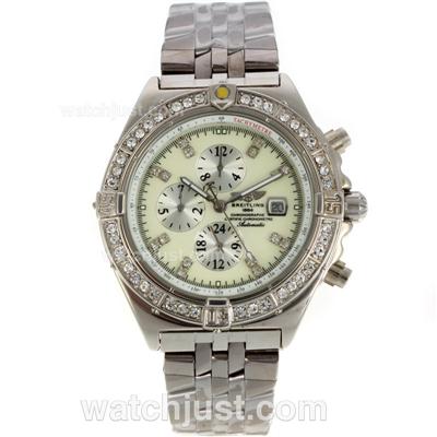 Breitling Chronomat Evolution Automatic Diamond Bezel and Markers with White Dial S/S