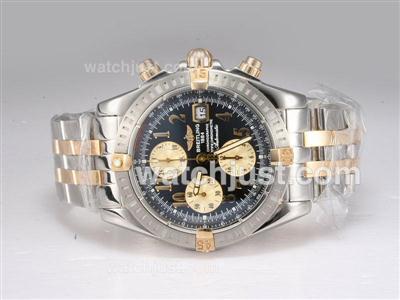 Breitling Chronomat Evolution Chronograph Asia Valjoux 7750 Two Tone with Black Dial