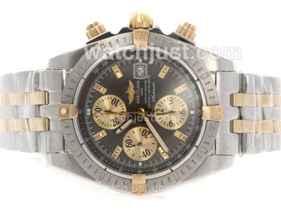 Breitling Chronomat Evolution Chronograph Swiss Valjoux 7750 Movement Two Tone with Gray Dial