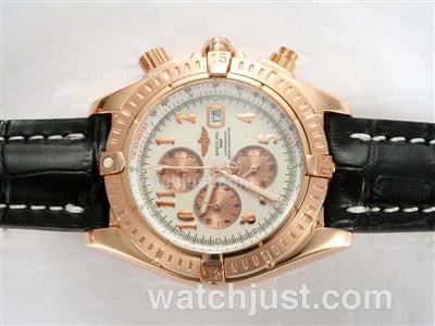 Breitling Chronomat Evolution Working Chronograph Rose Gold Case with White Dial