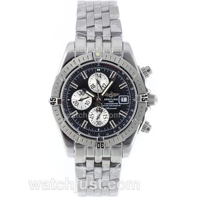 Breitling Chronomat Evolution Working Chronograph with Black Dial S/S-Lady Size