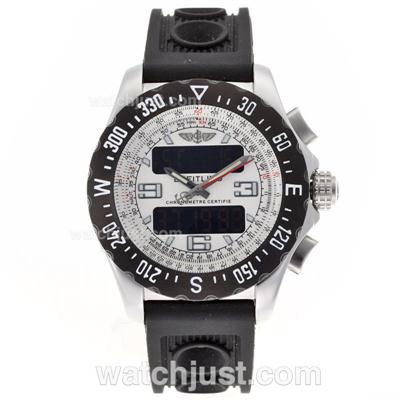 Breitling Emergency Digital Player PVD Bezel with White Dial-Rubber Strap