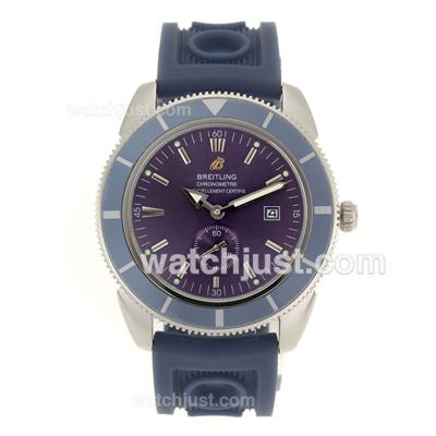 Breitling Super Ocean Automatic Stick Markers with Blue Dial and Bezel-Blue Rubber Strap