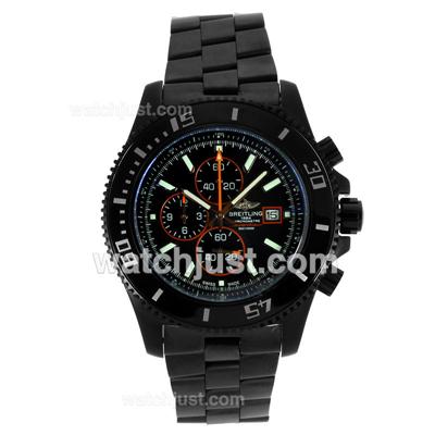 Breitling Super Ocean Working Chronograph Full PVD with Black Dial-Orange Needles