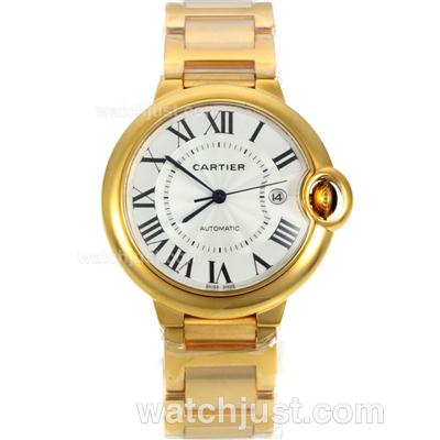 Cartier Ballon bleu de Cartier Automatic Full Yellow Gold with White Dial-Sapphire Glass