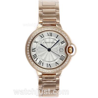 Cartier Ballon Bleu de Cartier Full Rose Gold with Diamond Bezel-Medium Size