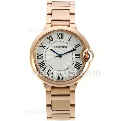 Cartier Ballon bleu de Cartier Full Rose Gold with White Dial-Sapphire Glass-Medium Size