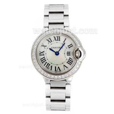 Cartier Ballon bleu de Cartier Swiss ETA Movement Diamond Bezel with MOP Dial S/S-Lady Size