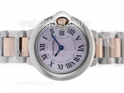 Cartier Ballon bleu de Cartier Swiss ETA Movement Two Tone with Pink MOP Dial-Lady Size