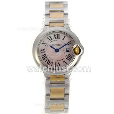 Cartier Ballon bleu de Cartier Swiss ETA Quartz Movement Two Tone with Pink Dial-Sapphire Glass-Lady Size