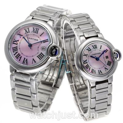 Cartier Ballon Bleu de Cartier with Pink MOP Dial S/S-Couple Watch