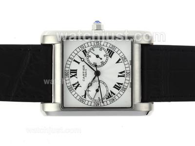 Cartier Classic Chronograph with White Dial-Leather Strap