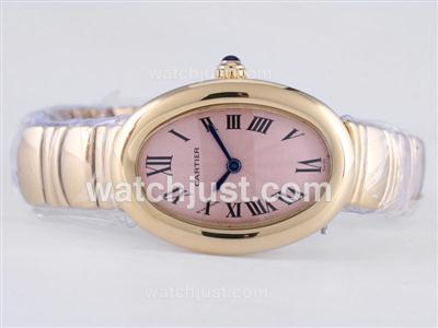 Cartier Classic Full Gold with Pink Dial-Lady Size