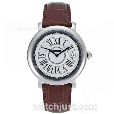 Cartier Classic Swiss ETA Movement with White Dial-Leather Strap