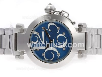 Cartier Pasha Diamond Marking with Blue Dial-Lady Size