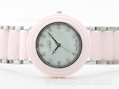 Cartier Pasha Must de 21 Pink Ceramic Coated Case White Dial with Diamond Marking