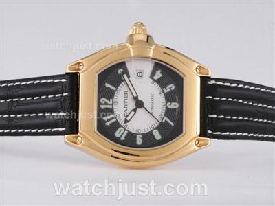 Cartier Roadster Automatic Gold Case with White Dial-Number Marking