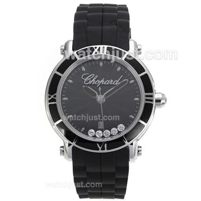 Chopard Happy Sport Black Bezel and Dial with Rubber Strap-Sapphire Glass