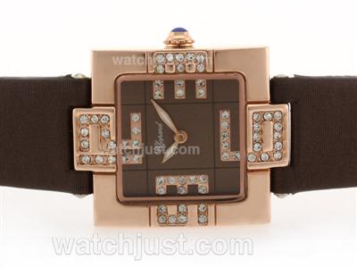 Chopard Happy Sport Rose Gold Case Diamond Marking with Brown Dial-Lady Size