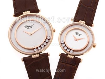 Chopard Happy Sport Rose Gold Case with White Dial-Couple Watch