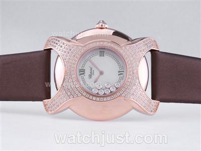 Chopard Happy Sport Swiss ETA Movement Rose Gold Case Diamond Bezel-White Dial