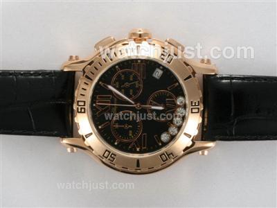 Chopard Happy Sport Working Chronograph Rose Gold Case with Black Dial Lady Size