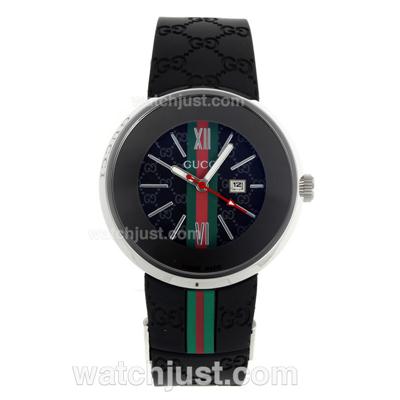 Gucci I-Gucci Collection with Blue Dial-Rubber Strap