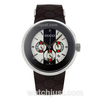 Gucci I-Gucci Collection Working Chronograph with Brown Rubber Strap-Man Size