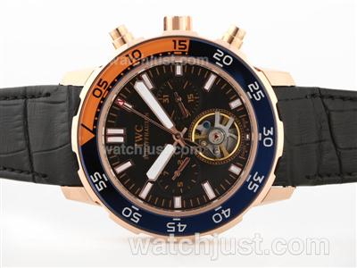 IWC Aquatimer Tourbillon Automatic Rose Gold Case with Black Dial - Blue/Orange Bezel